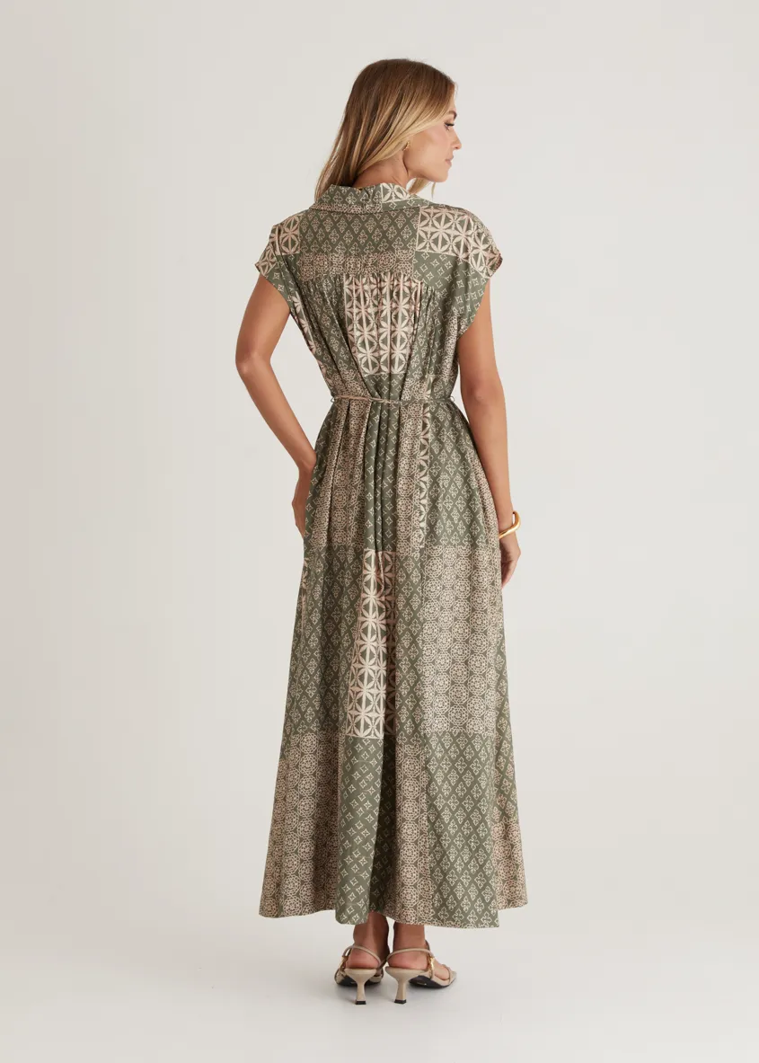 Rococo Maxi Dress - Green Batik