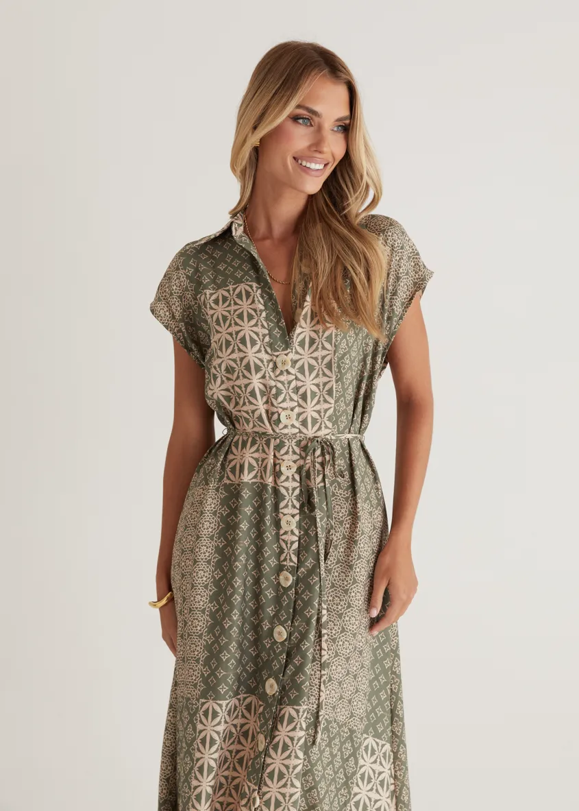 Rococo Maxi Dress - Green Batik
