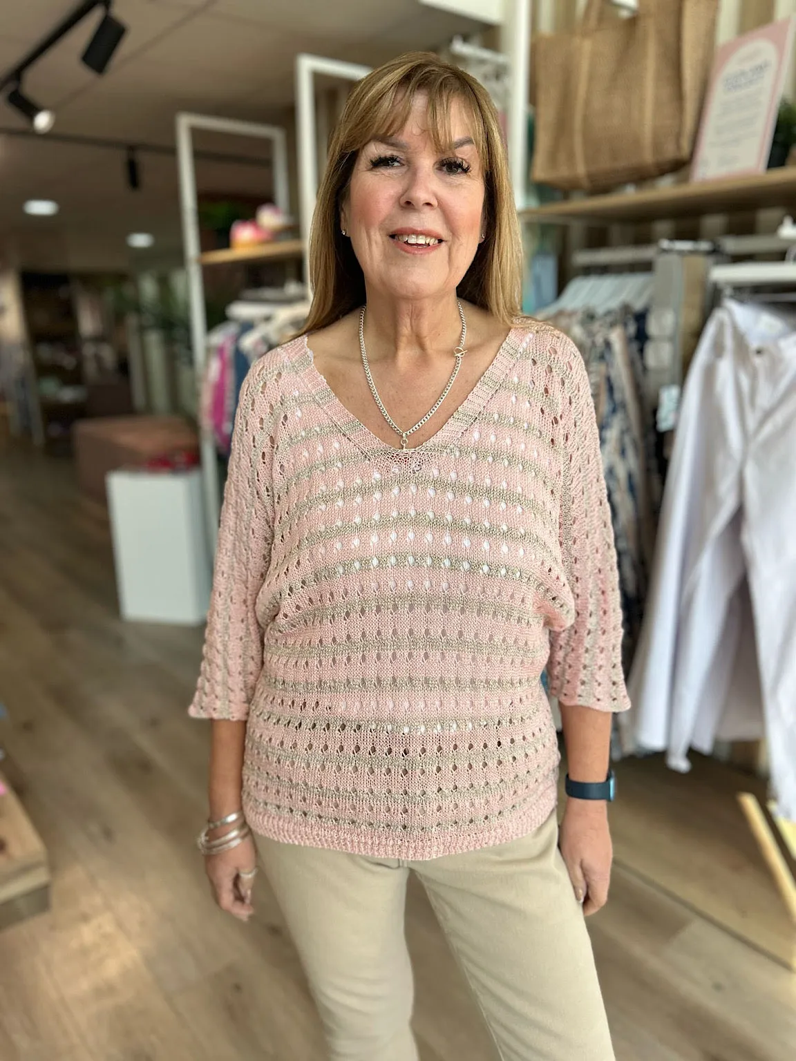 Rose Striped Multi Hole Knit Sarah