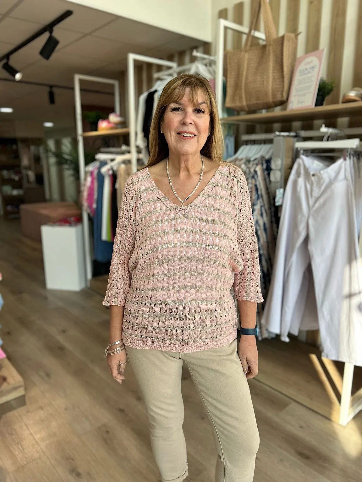 Rose Striped Multi Hole Knit Sarah