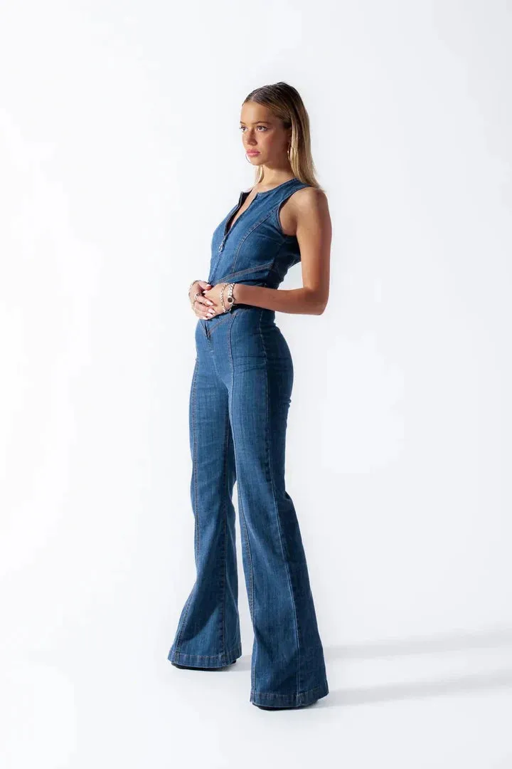 Rowy™ | Urban Chic Denim Jumpsuit