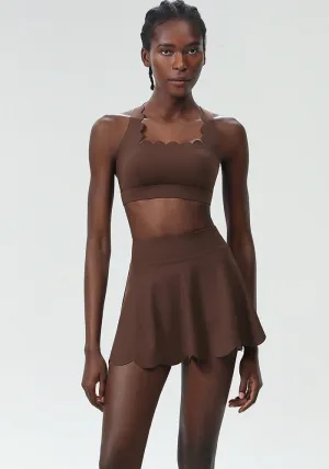 Scallop-Trim Tennis &amp; Fitness Two-Piece Set with Flowy Skirt