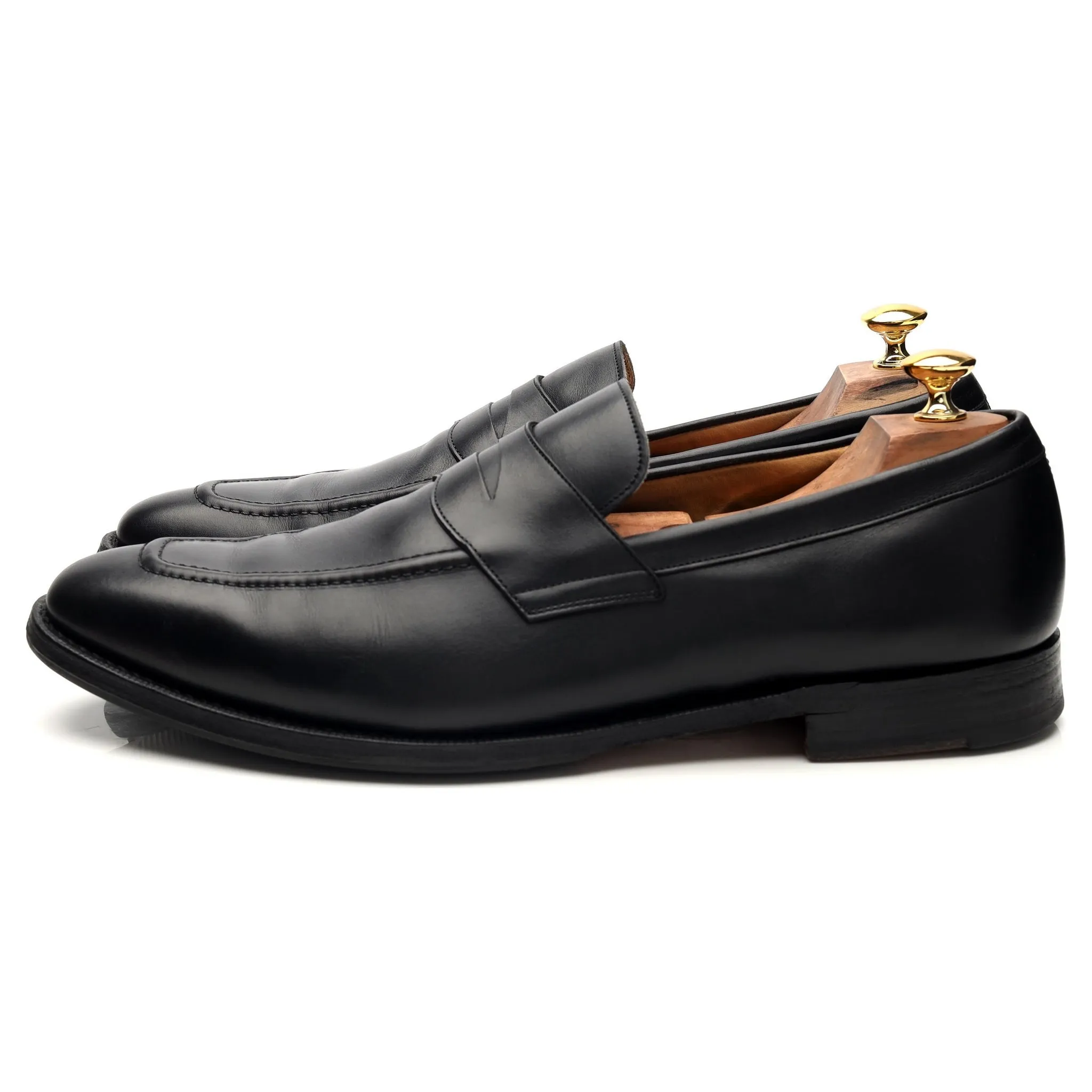 'Sears' Black Leather Loafers UK 10.5 F