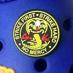 SHOE CHARMS -  COBRA KAI - STRIKE FIRST - STRIKE HARD - NO MERCY