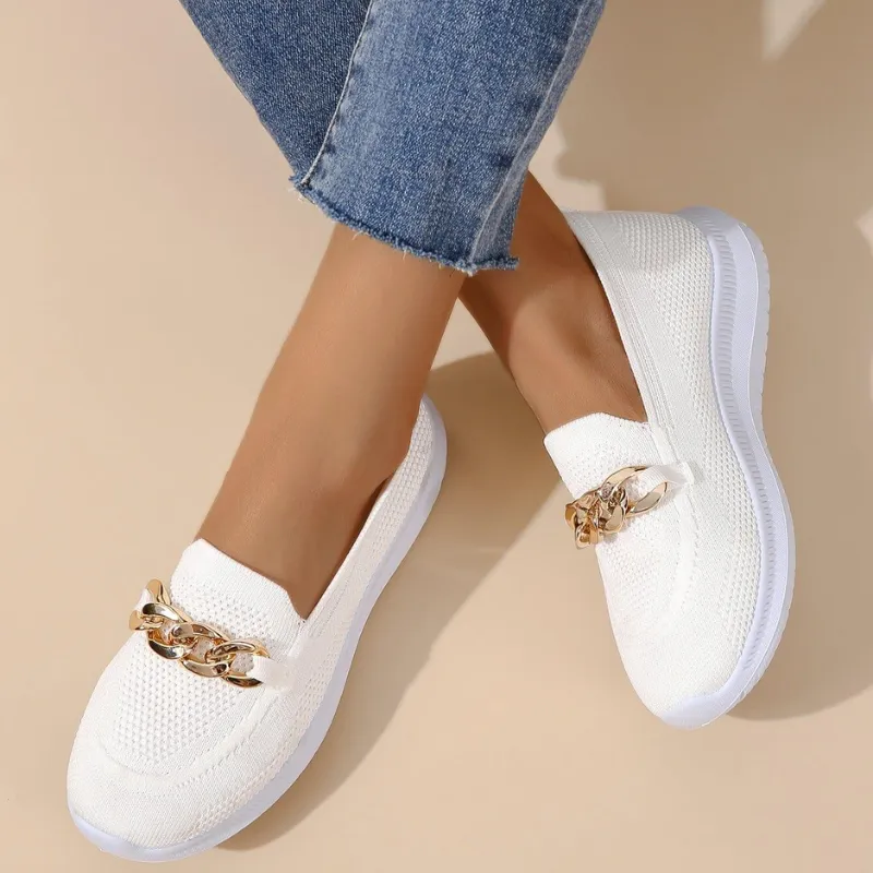 Sienna | White Knit Loafers