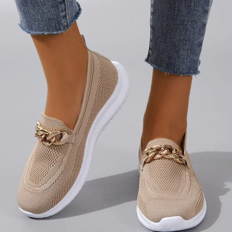 Sienna | White Knit Loafers