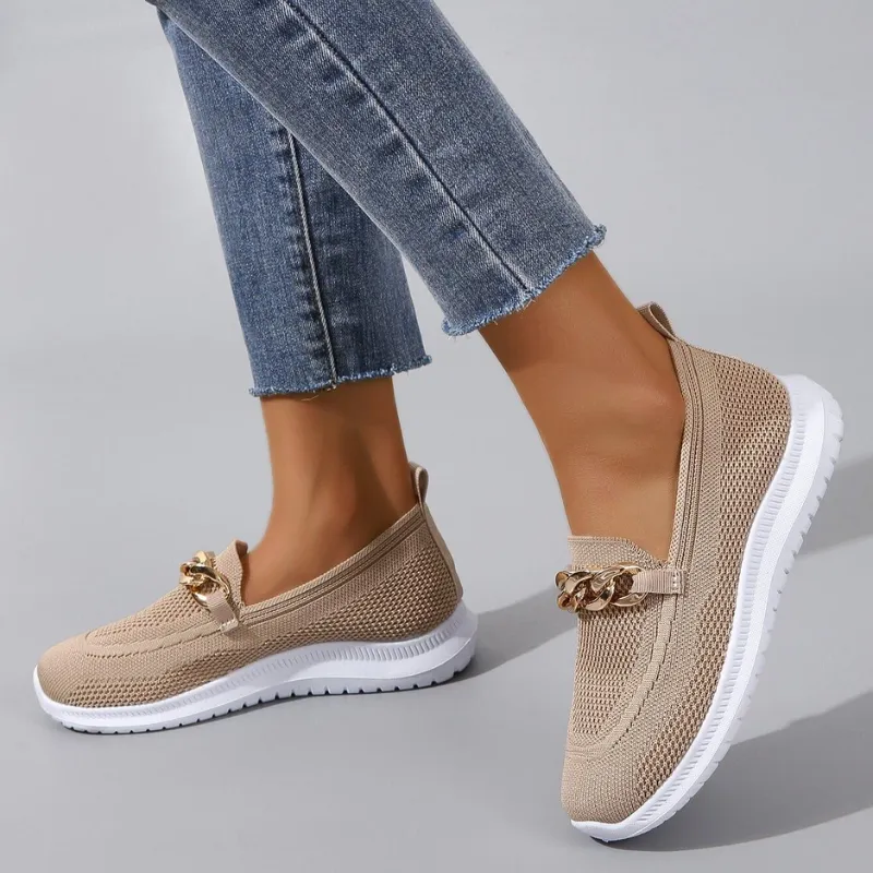 Sienna | White Knit Loafers