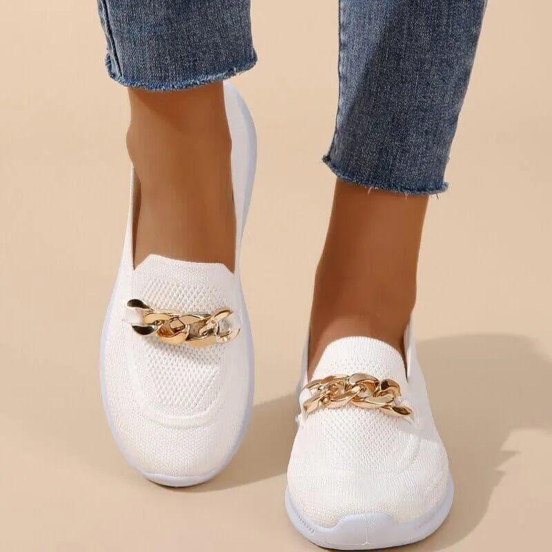 Sienna | White Knit Loafers