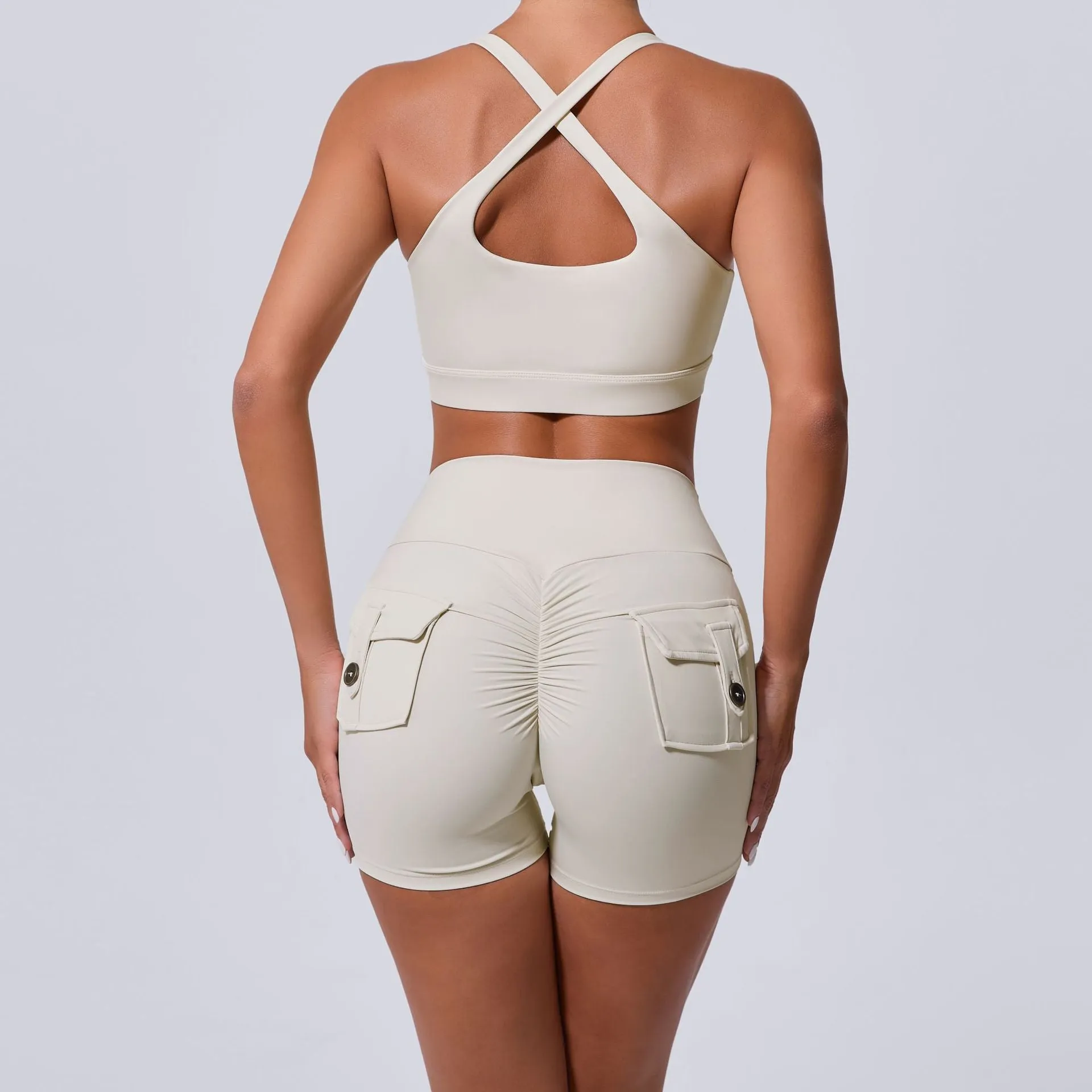Sleek Cross Tank and High-Waist Yoga Set for Active Comfort and Style