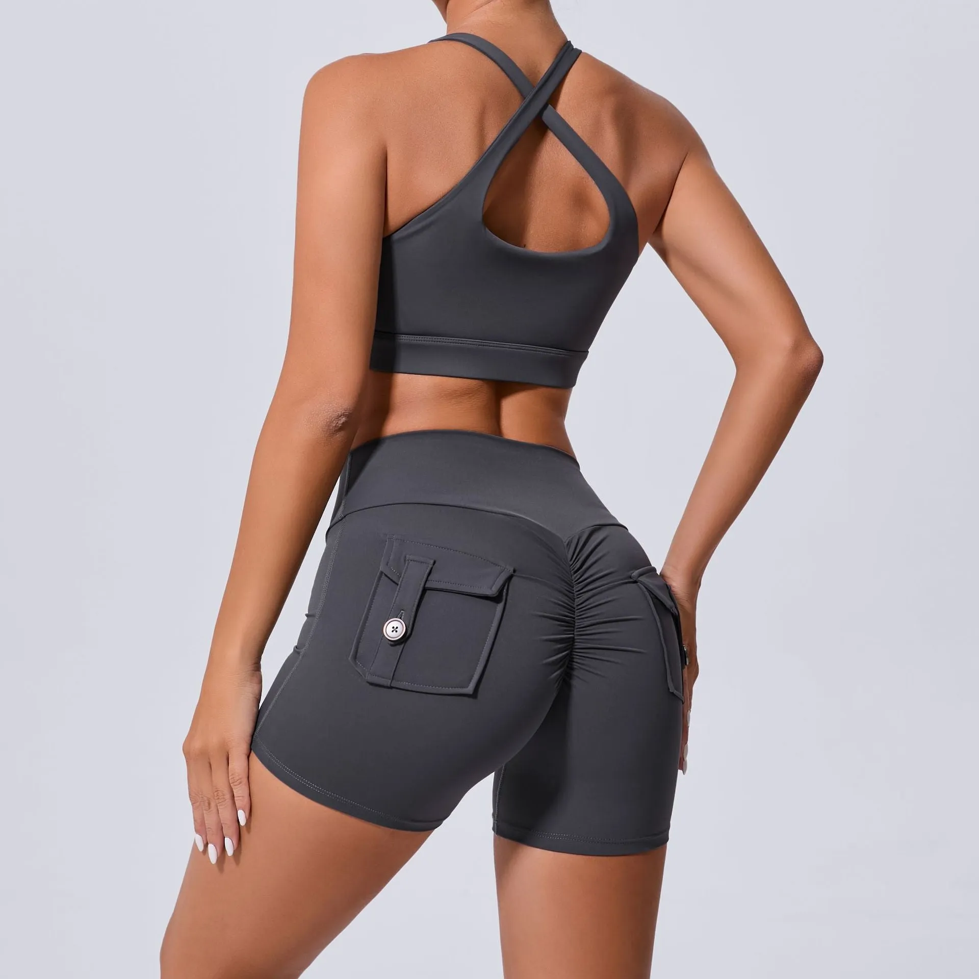 Sleek Cross Tank and High-Waist Yoga Set for Active Comfort and Style