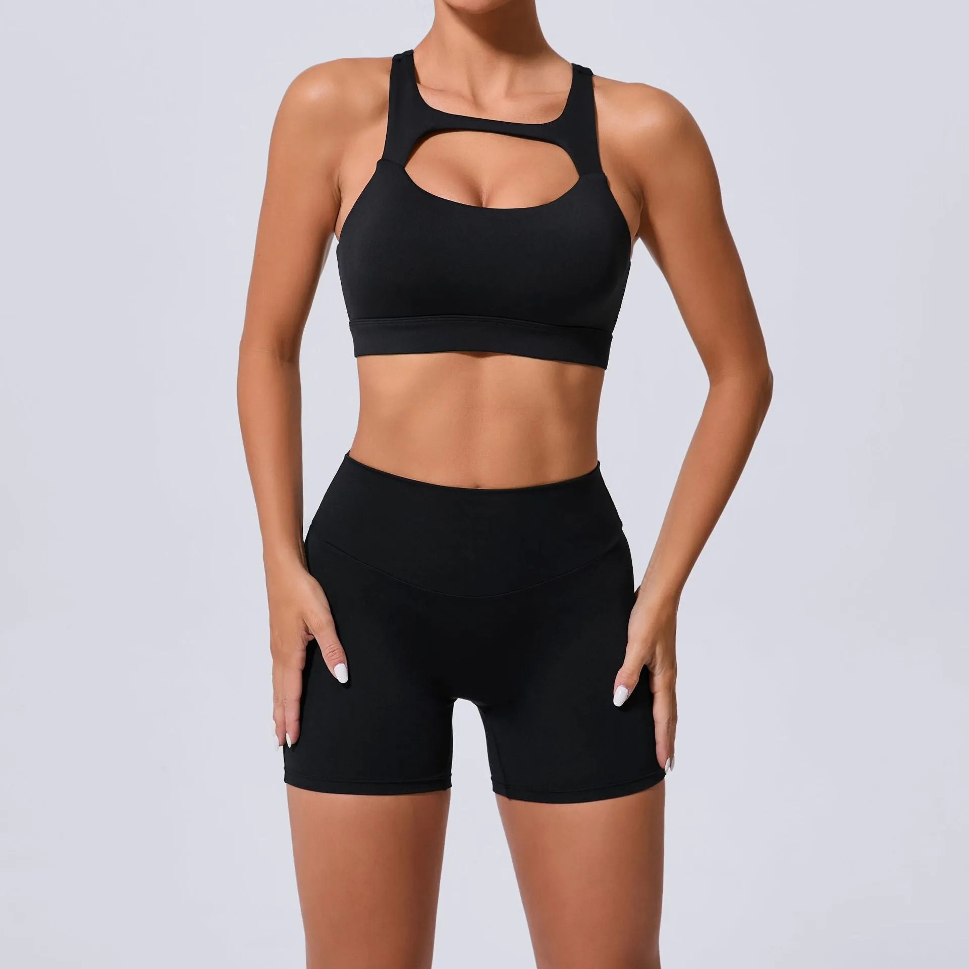 Sleek Cross Tank and High-Waist Yoga Set for Active Comfort and Style