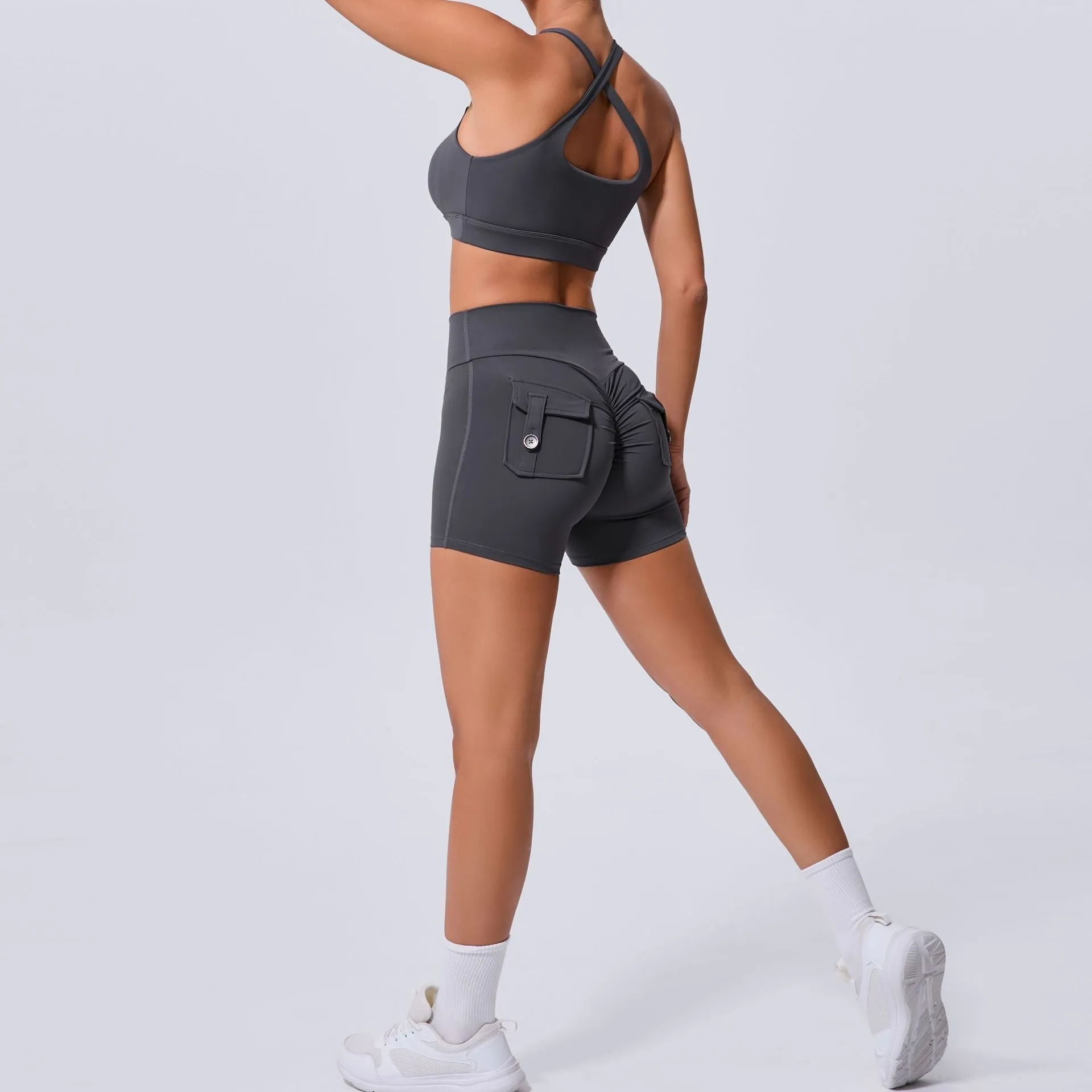 Sleek Cross Tank and High-Waist Yoga Set for Active Comfort and Style