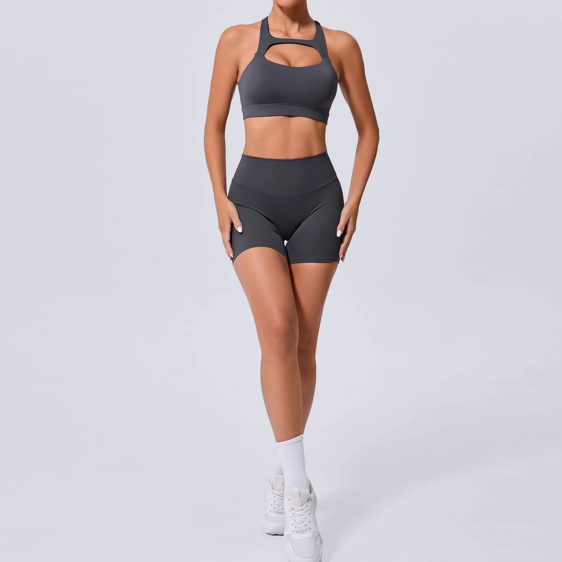 Sleek Cross Tank and High-Waist Yoga Set for Active Comfort and Style