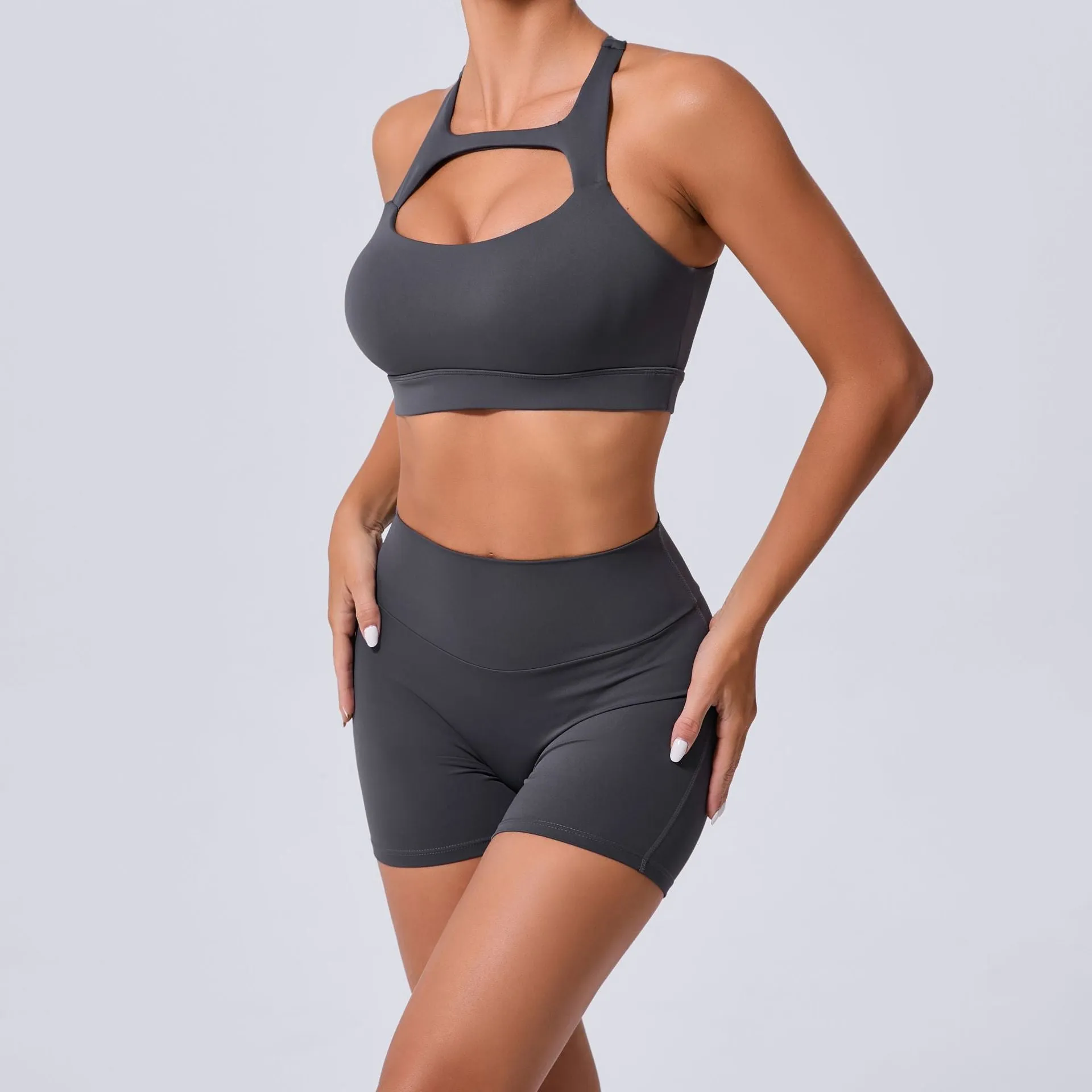 Sleek Cross Tank and High-Waist Yoga Set for Active Comfort and Style