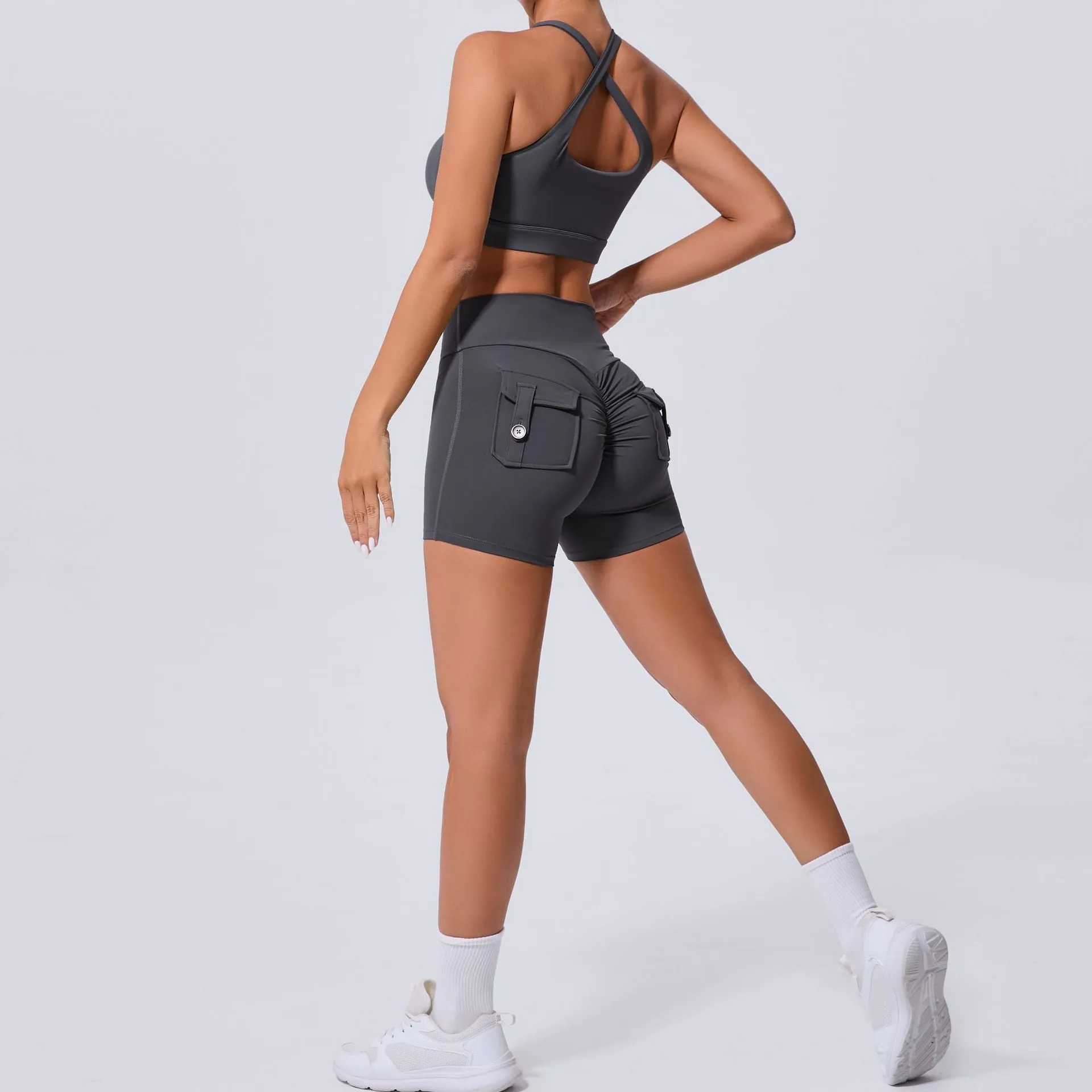 Sleek Cross Tank and High-Waist Yoga Set for Active Comfort and Style