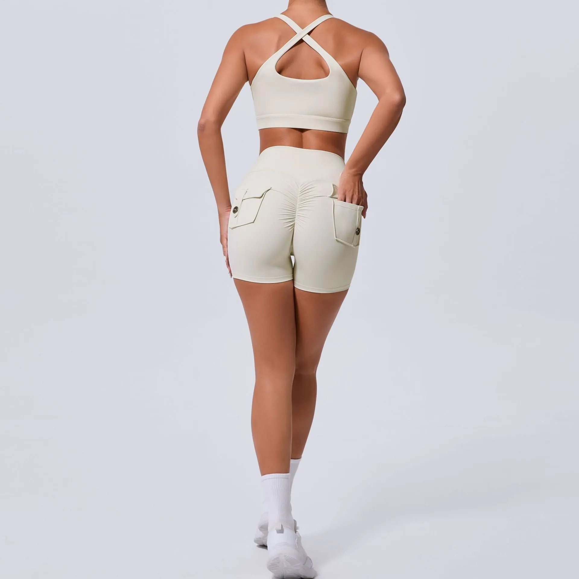 Sleek Cross Tank and High-Waist Yoga Set for Active Comfort and Style