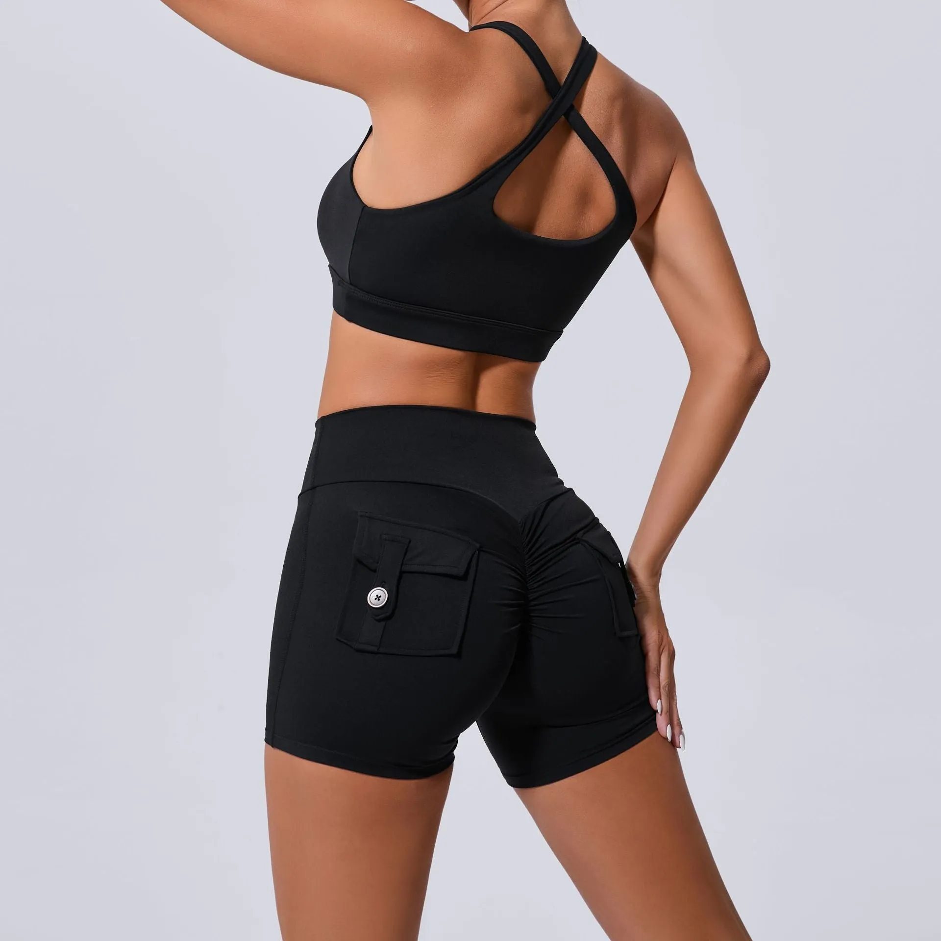 Sleek Cross Tank and High-Waist Yoga Set for Active Comfort and Style