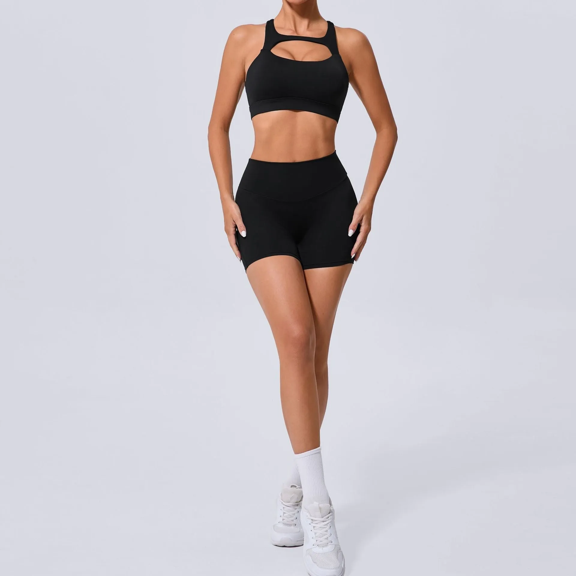 Sleek Cross Tank and High-Waist Yoga Set for Active Comfort and Style