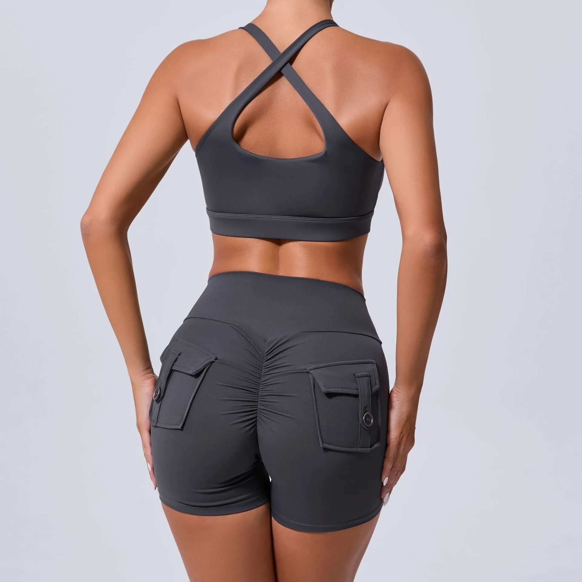 Sleek Cross Tank and High-Waist Yoga Set for Active Comfort and Style