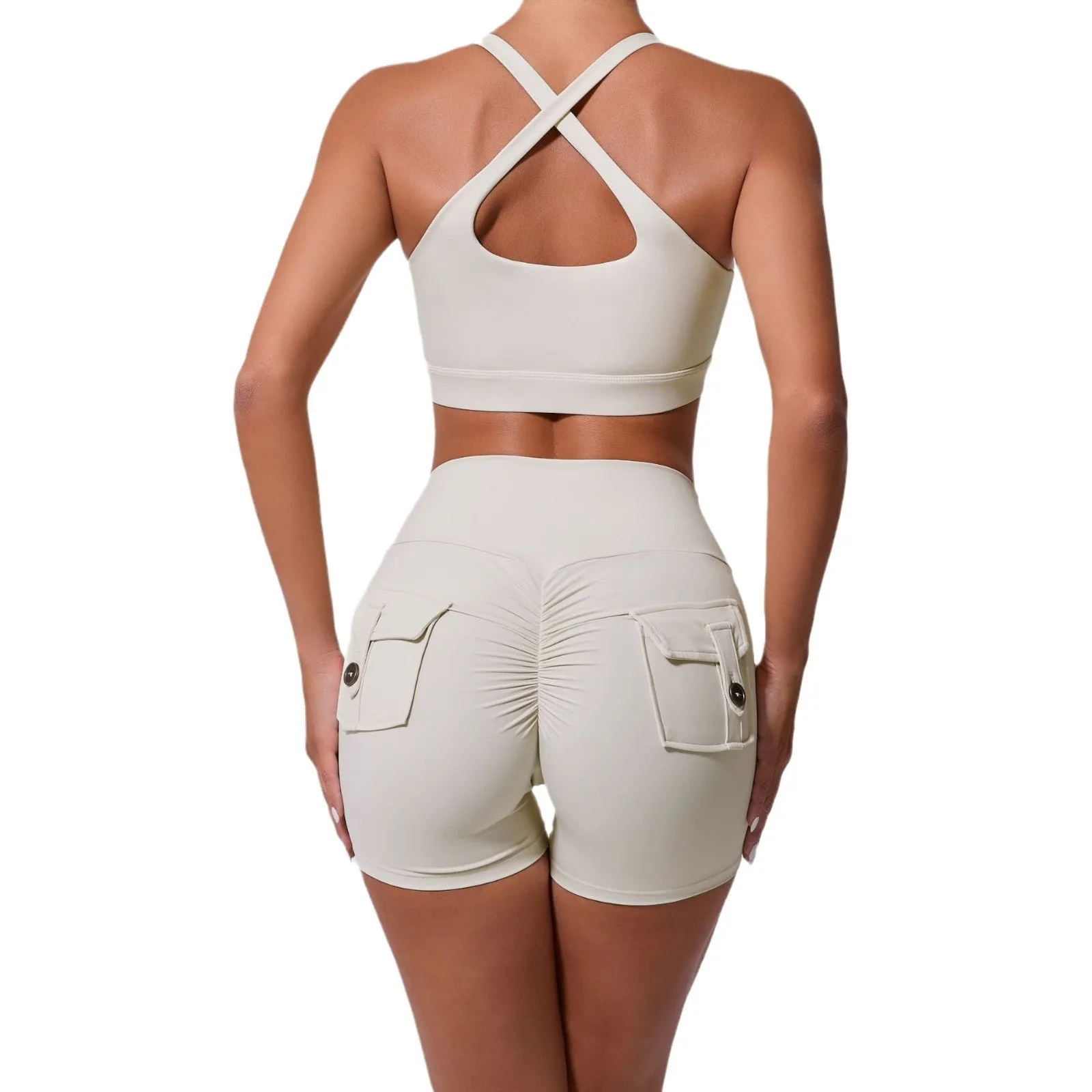 Sleek Cross Tank and High-Waist Yoga Set for Active Comfort and Style