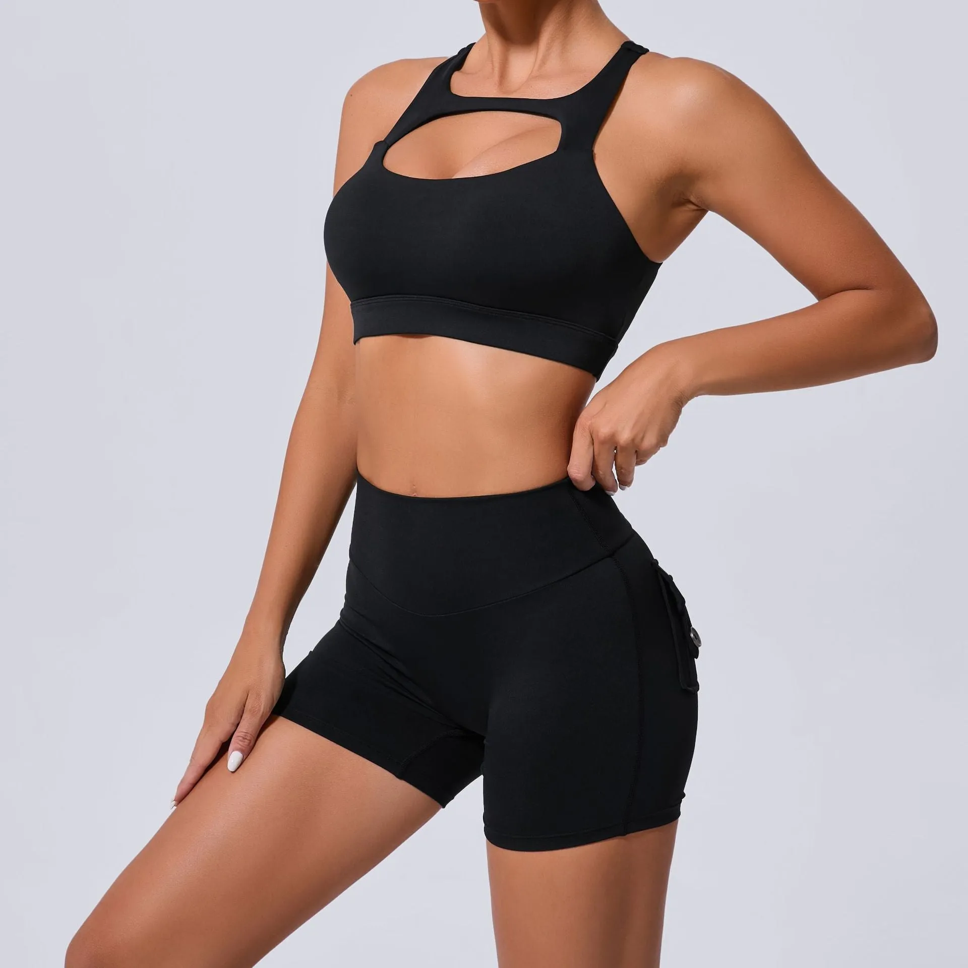 Sleek Cross Tank and High-Waist Yoga Set for Active Comfort and Style