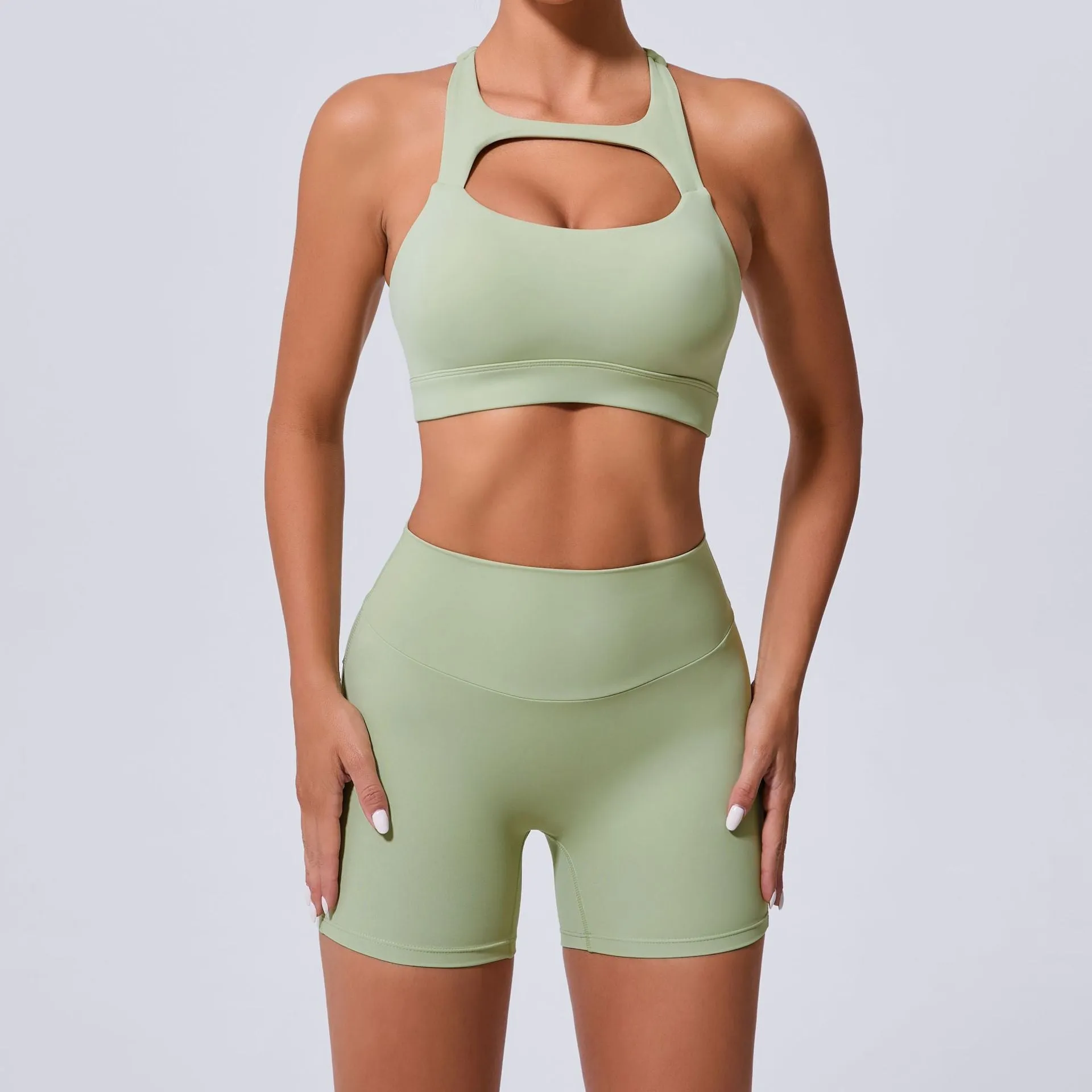 Sleek Cross Tank and High-Waist Yoga Set for Active Comfort and Style