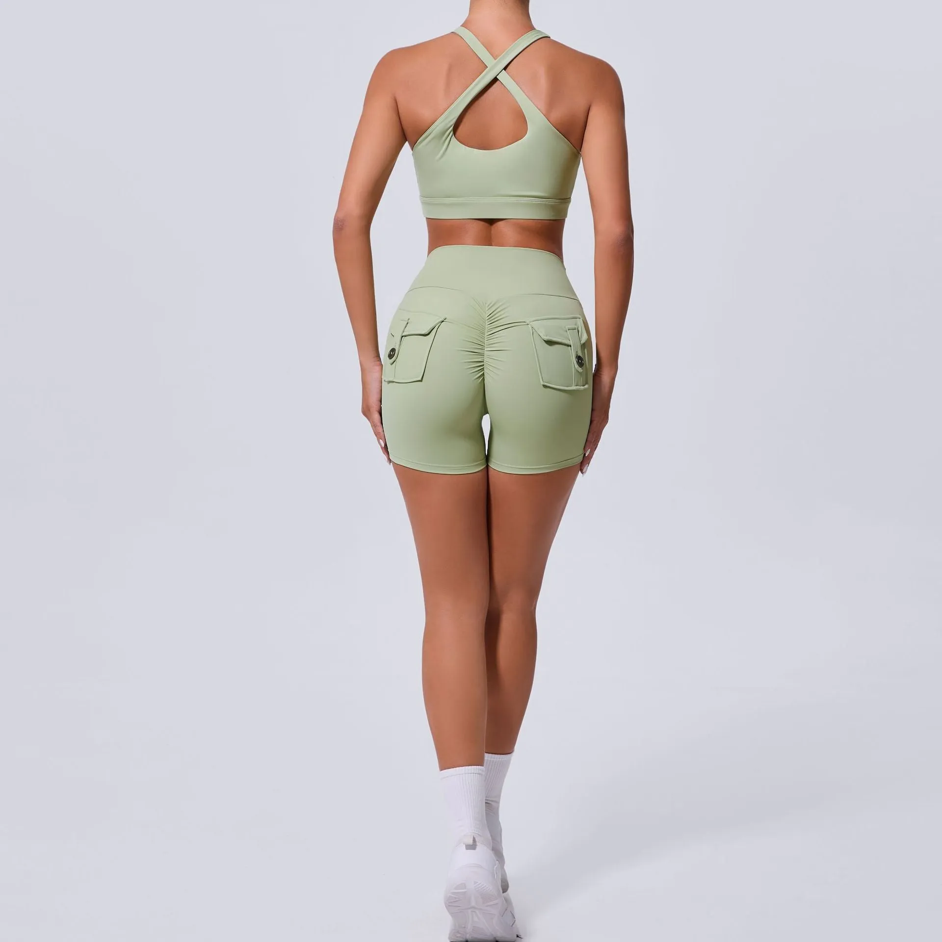 Sleek Cross Tank and High-Waist Yoga Set for Active Comfort and Style