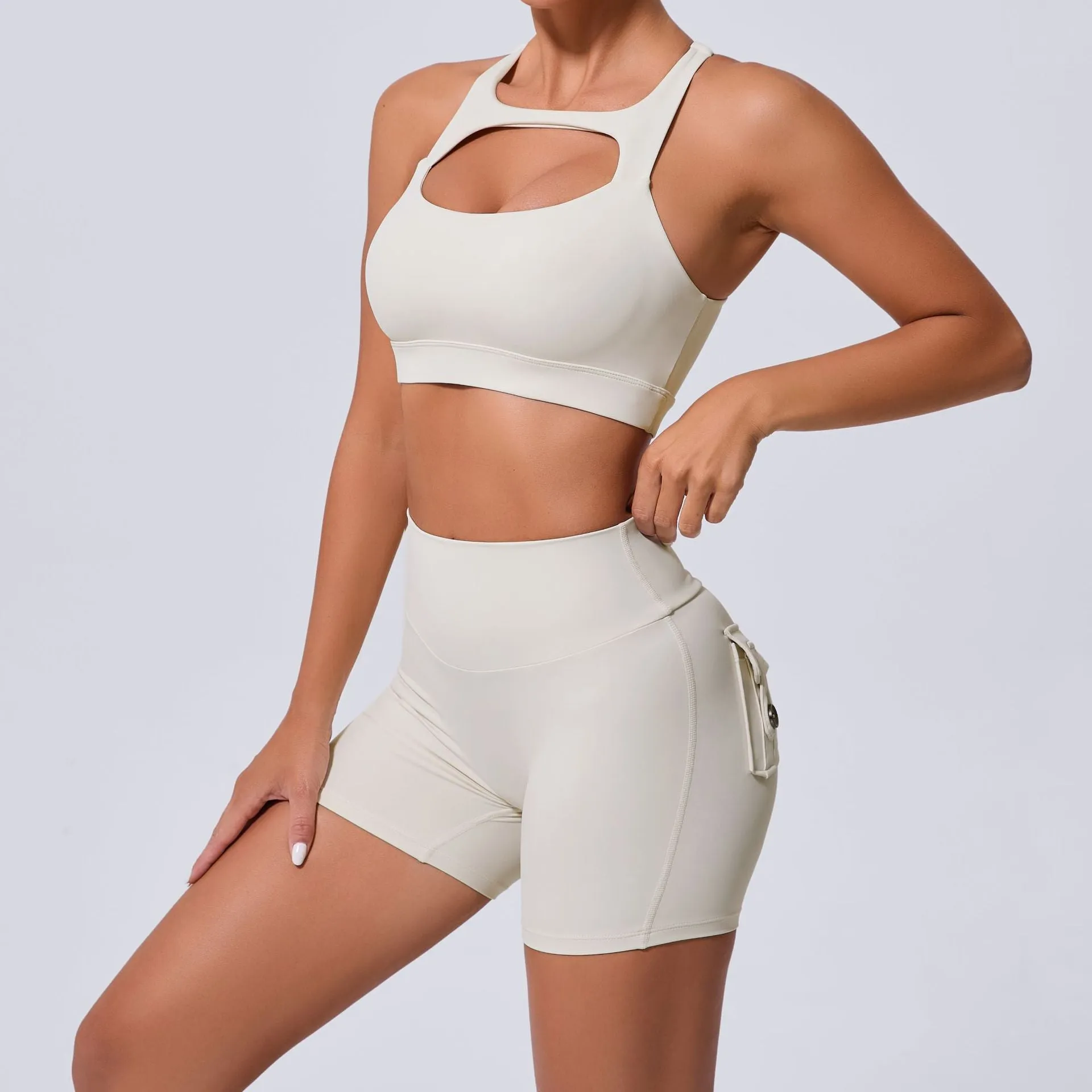 Sleek Cross Tank and High-Waist Yoga Set for Active Comfort and Style