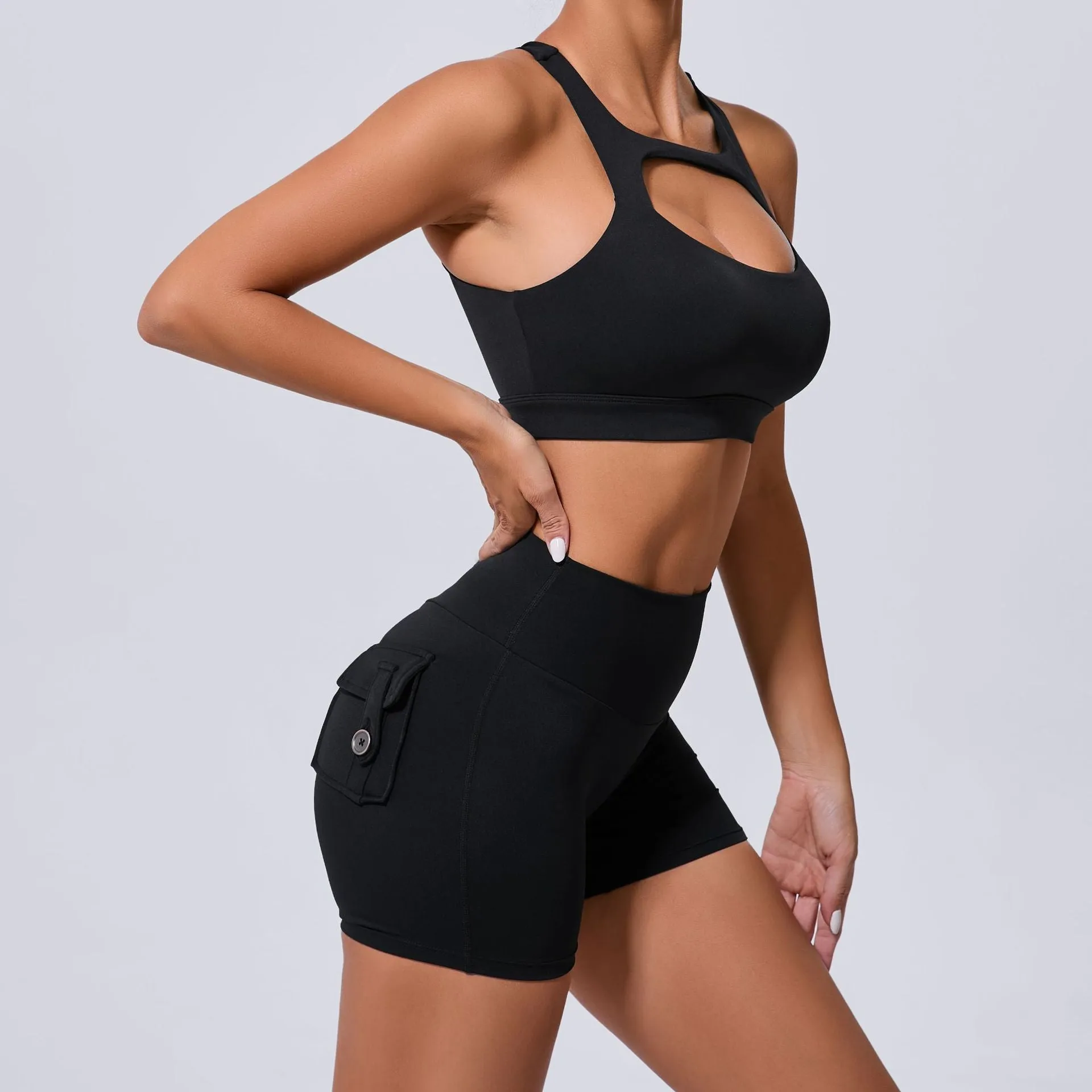 Sleek Cross Tank and High-Waist Yoga Set for Active Comfort and Style