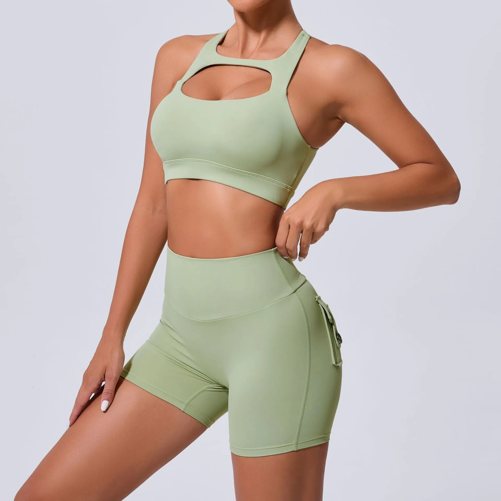 Sleek Cross Tank and High-Waist Yoga Set for Active Comfort and Style