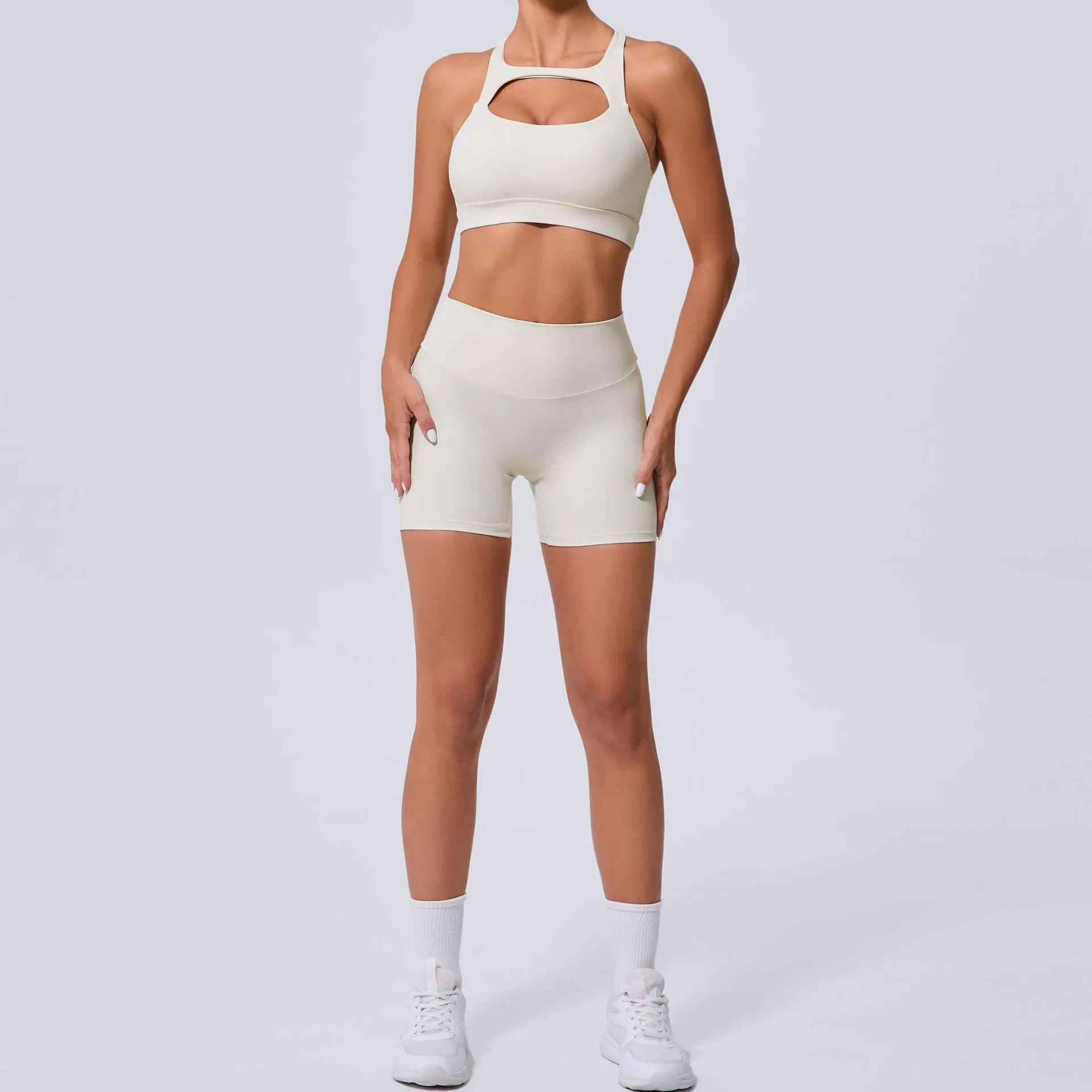 Sleek Cross Tank and High-Waist Yoga Set for Active Comfort and Style