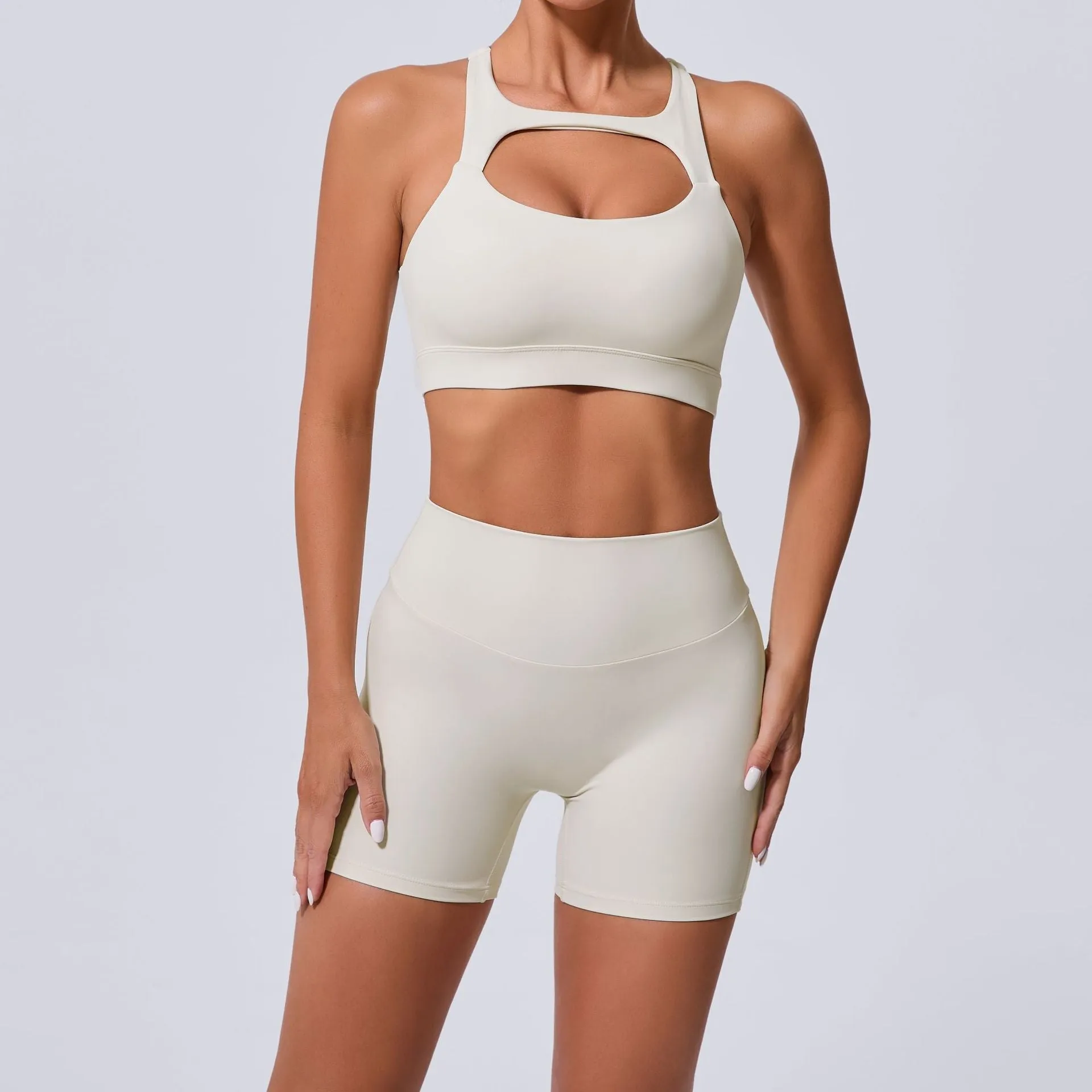 Sleek Cross Tank and High-Waist Yoga Set for Active Comfort and Style