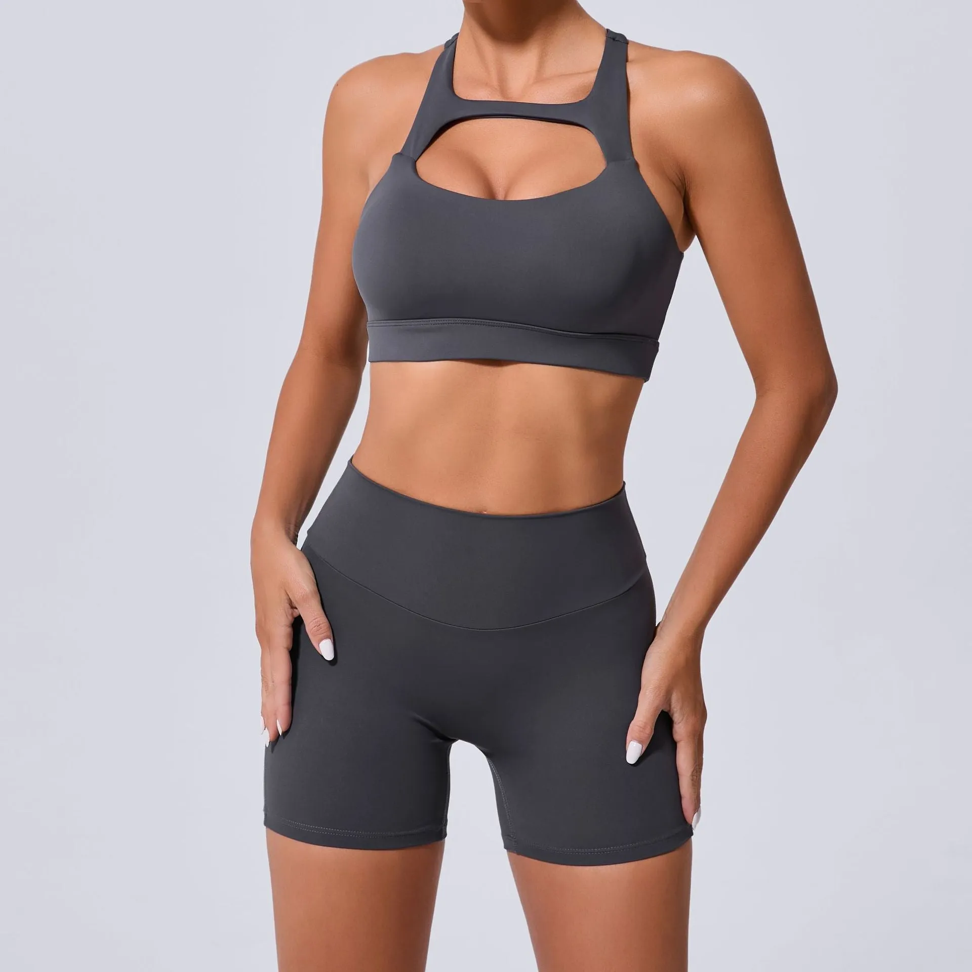 Sleek Cross Tank and High-Waist Yoga Set for Active Comfort and Style