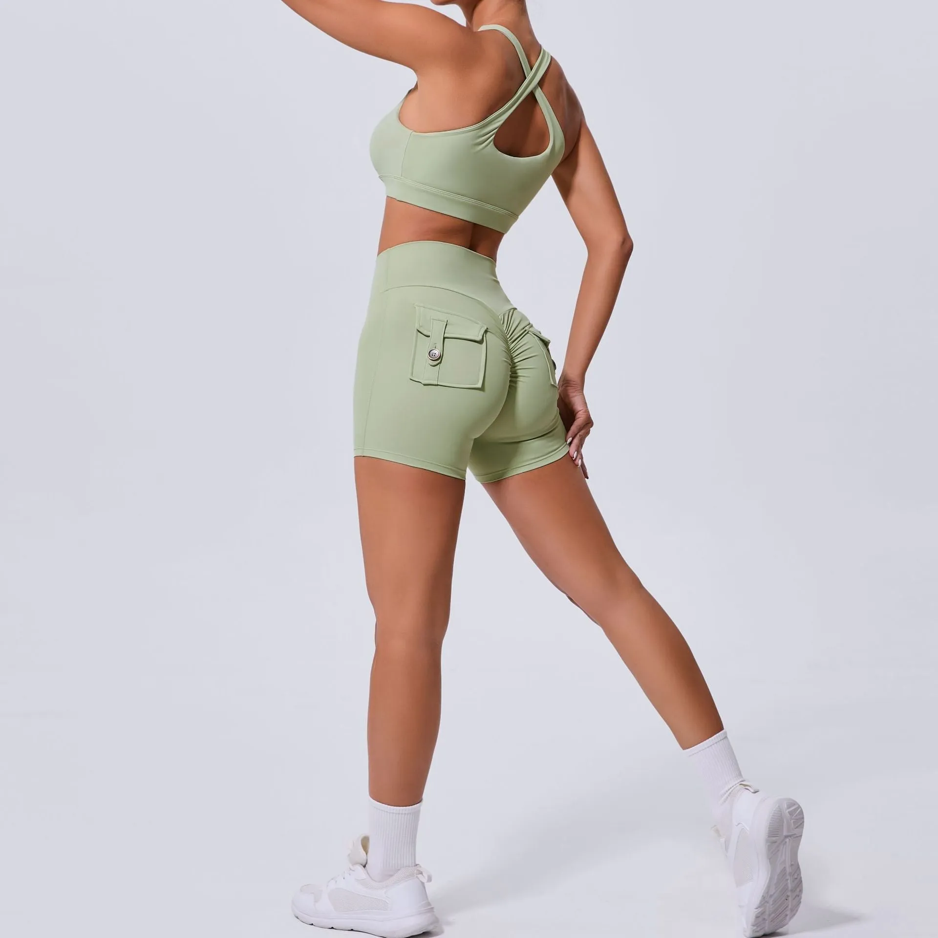 Sleek Cross Tank and High-Waist Yoga Set for Active Comfort and Style