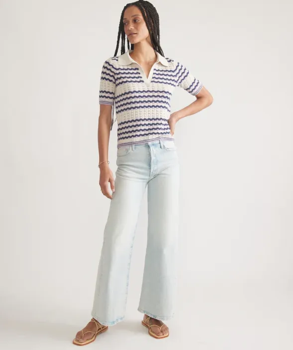 Spencer Polo Sweater in Cool Wave