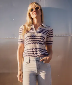 Spencer Polo Sweater in Cool Wave