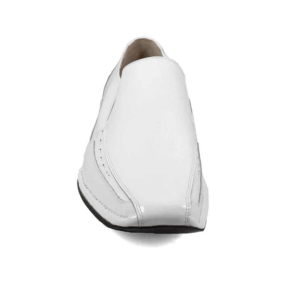 Stacy Adams Templin White Bike Toe Slip-On Loafers