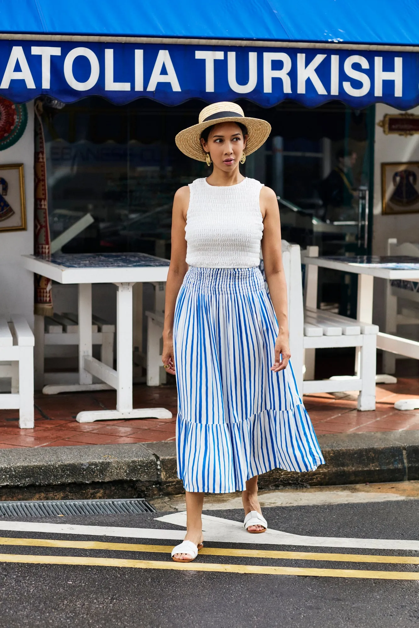Stella Skirt - Stripe Blue
