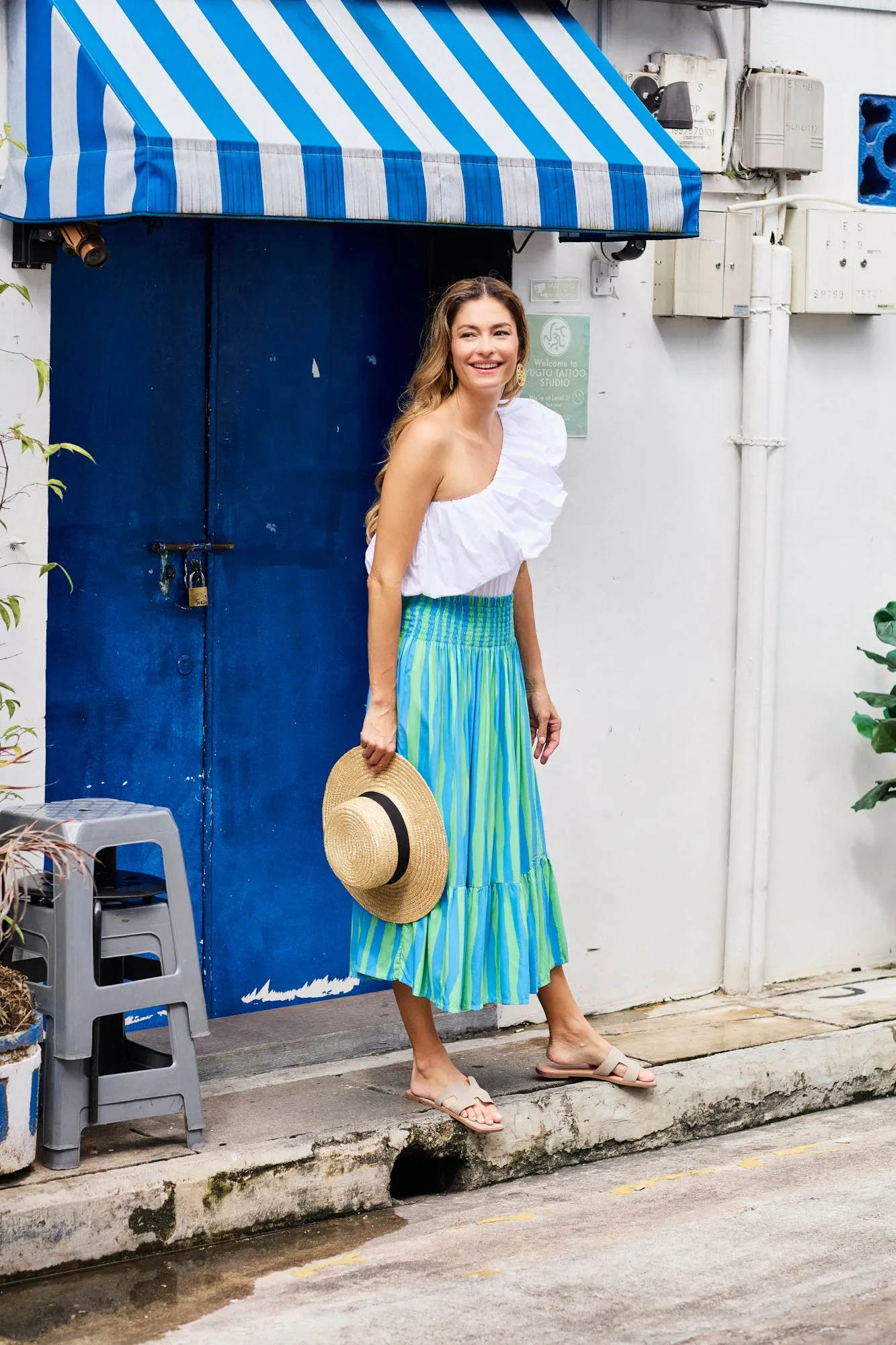 Stella Skirt - Stripe Green