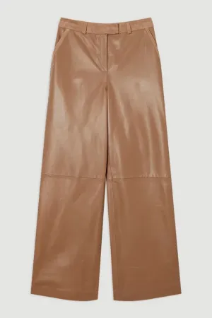 Suede & Leather Wide Leg Trouser