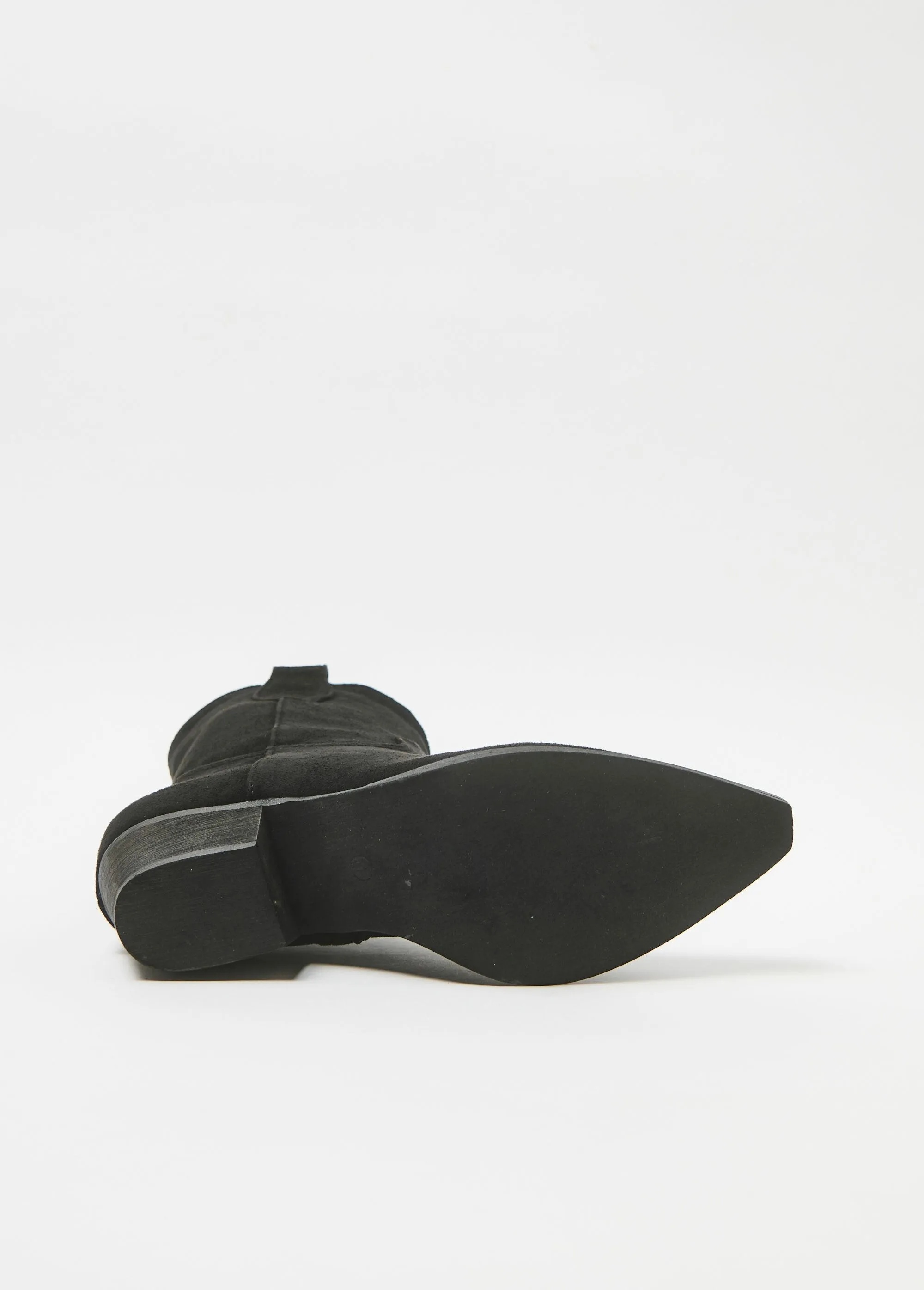 Suede effect western boots with beveled heel