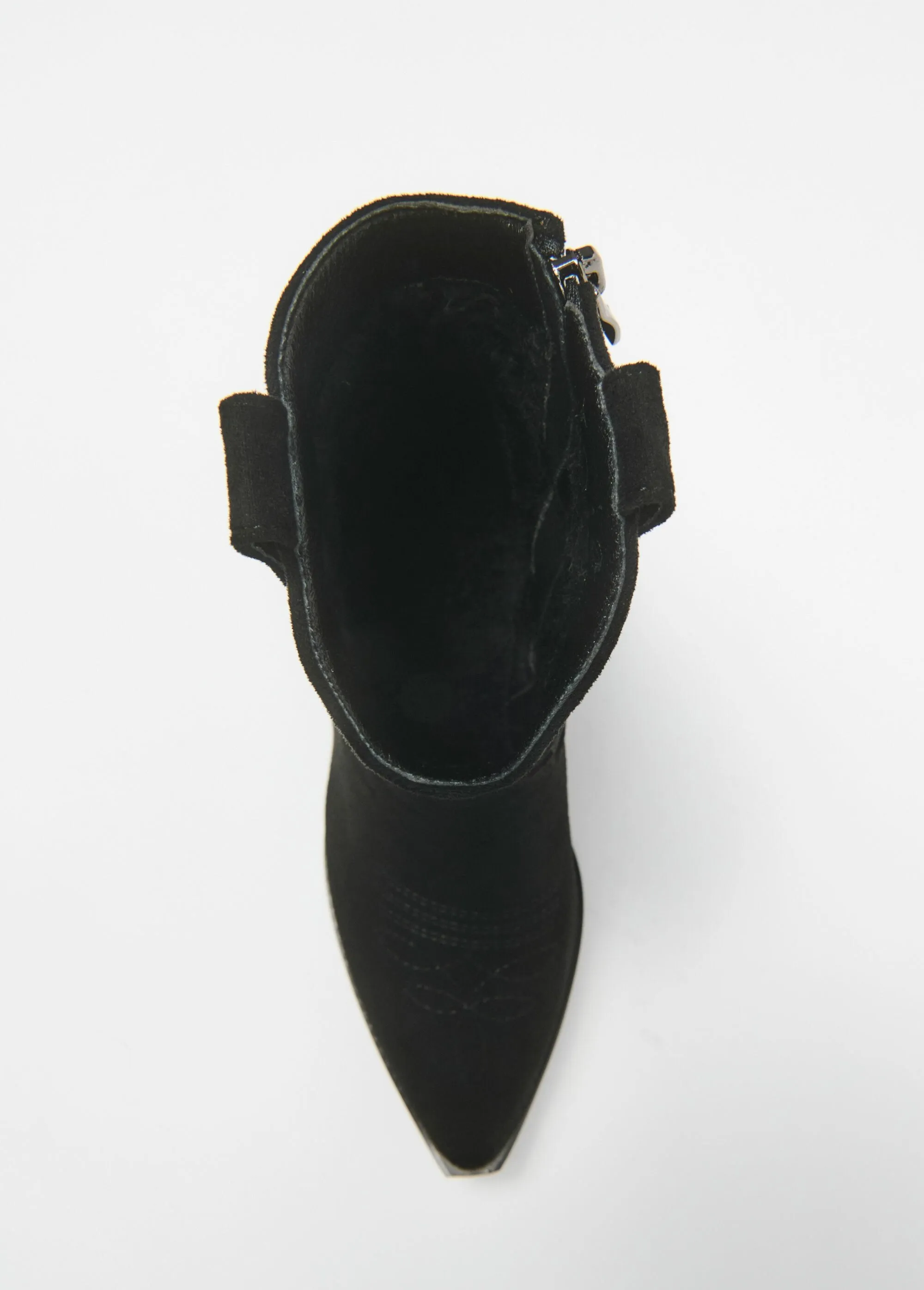 Suede effect western boots with beveled heel