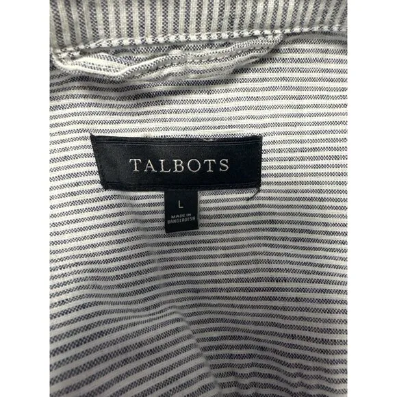 Talbots Casual Stripe Full Zip Long Sleeve Safari Jacket Size L