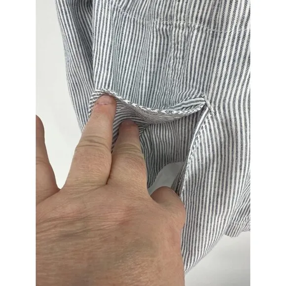 Talbots Casual Stripe Full Zip Long Sleeve Safari Jacket Size L