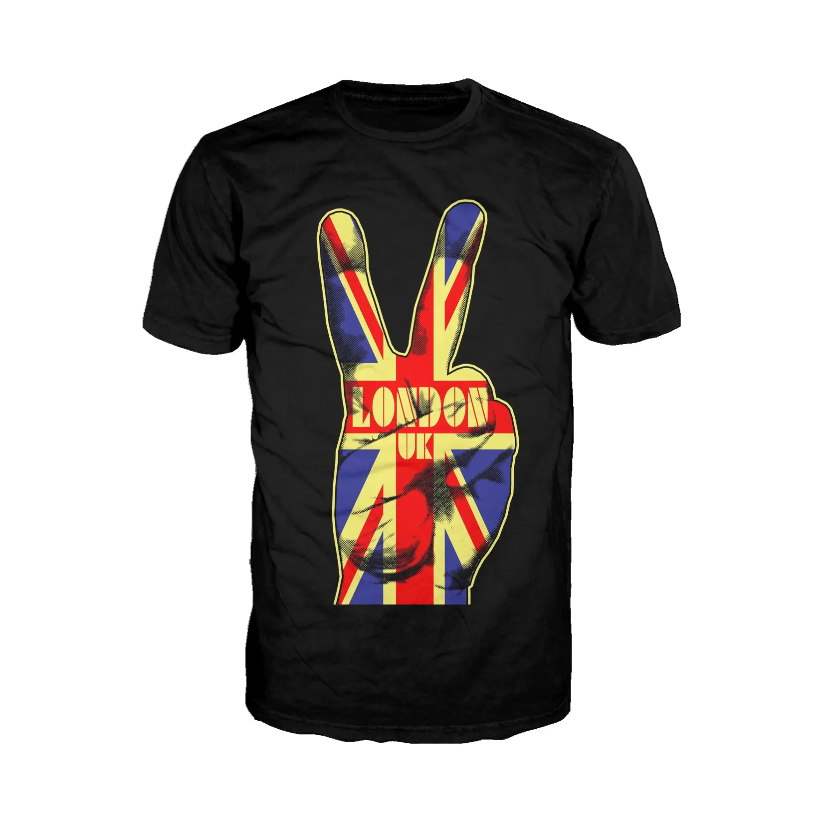 UA London Calling Union Jack Victory Sign Men's T-Shirt (Black)