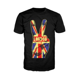 UA London Calling Union Jack Victory Sign Men's T-Shirt (Black)