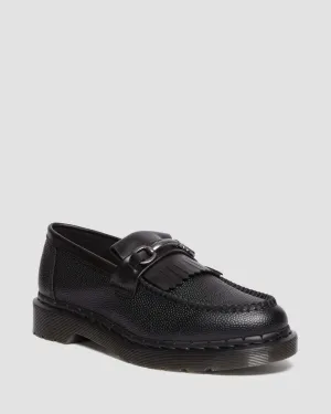 Unisex Adrian Snaffle Pebble Grain Leather Kiltie Loafers Black