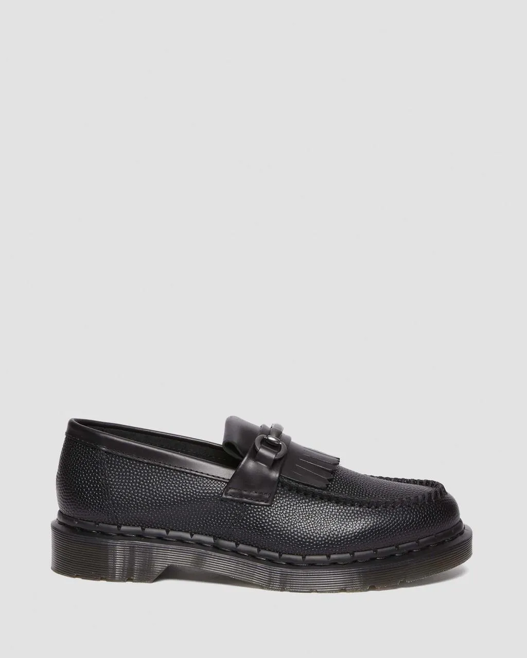 Unisex Adrian Snaffle Pebble Grain Leather Kiltie Loafers Black