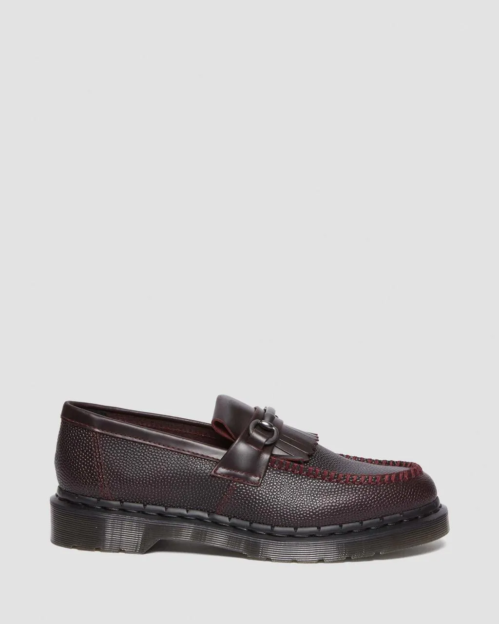 Unisex Adrian Snaffle Pebble Grain Leather Kiltie Loafers Oxblood