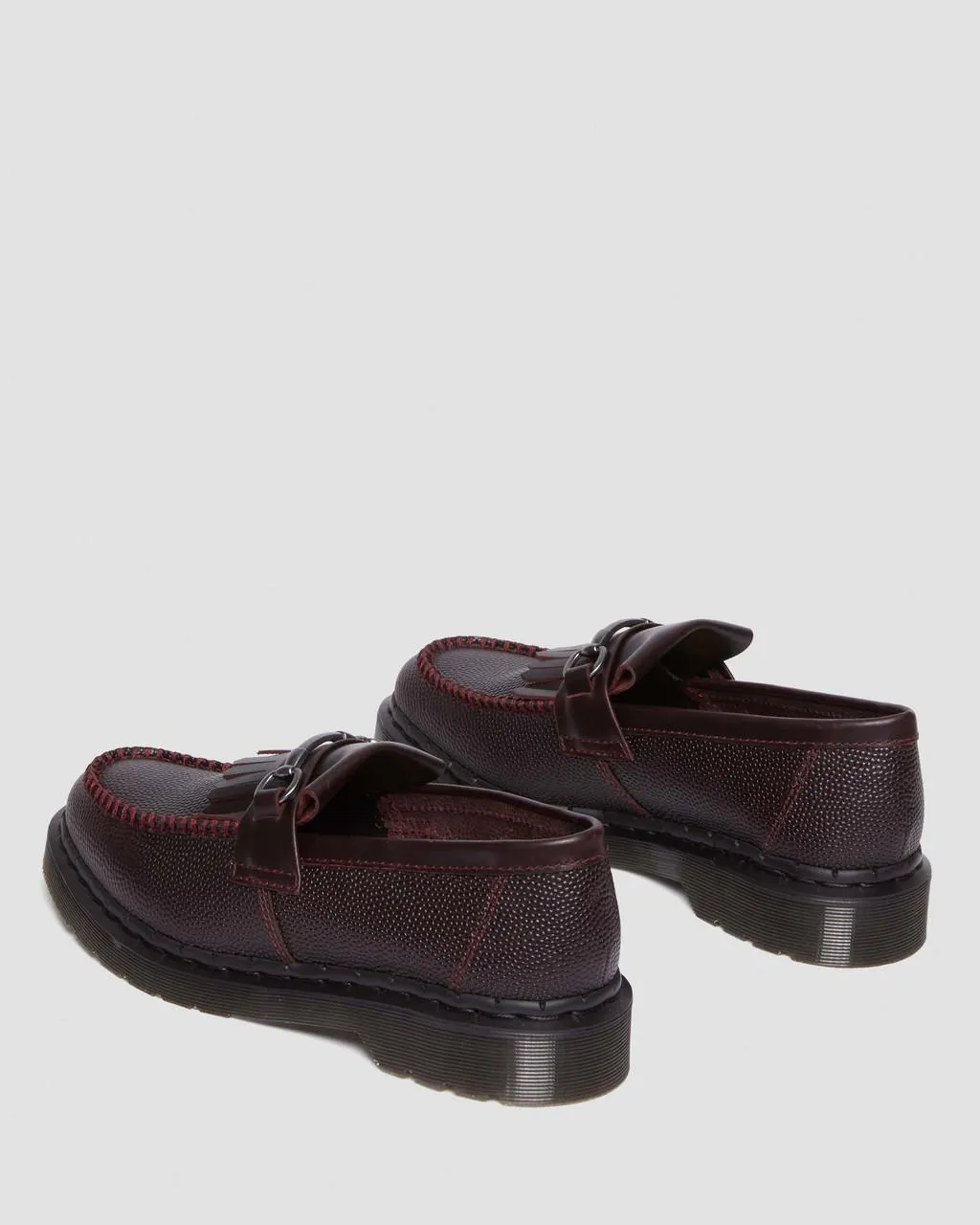 Unisex Adrian Snaffle Pebble Grain Leather Kiltie Loafers Oxblood